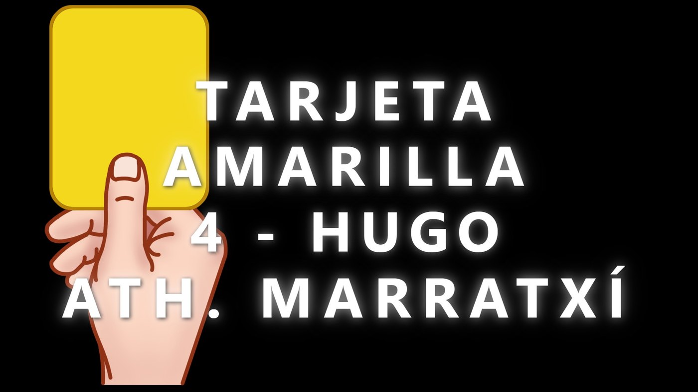 Tarjeta amarilla a pantalla completa con el dorsal 4, el nombre y el equipo