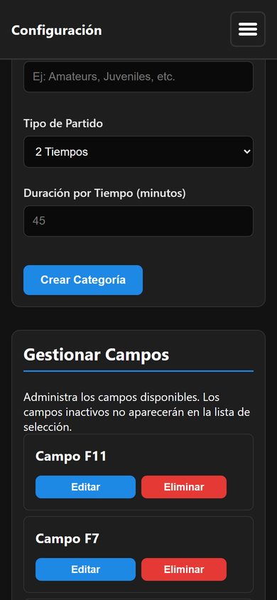 Sección de gestión de campos