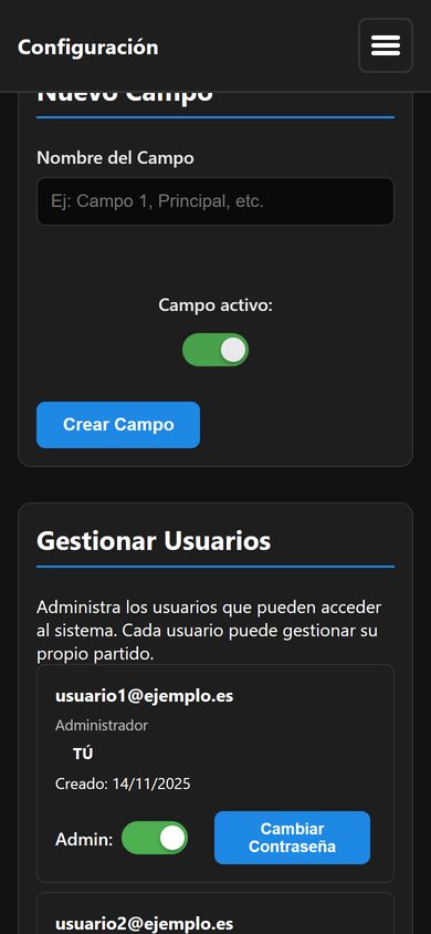 Sección de usuarios en Ajustes