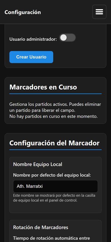 Configuración del marcador en Ajustes