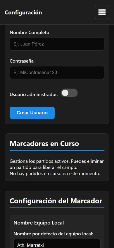 Sección de marcadores en curso